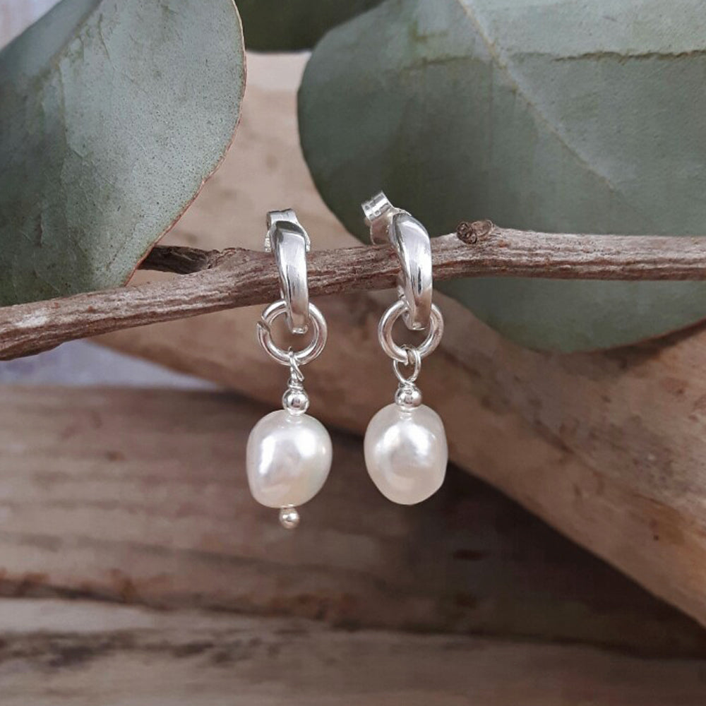 Ella White Pearl Earrings