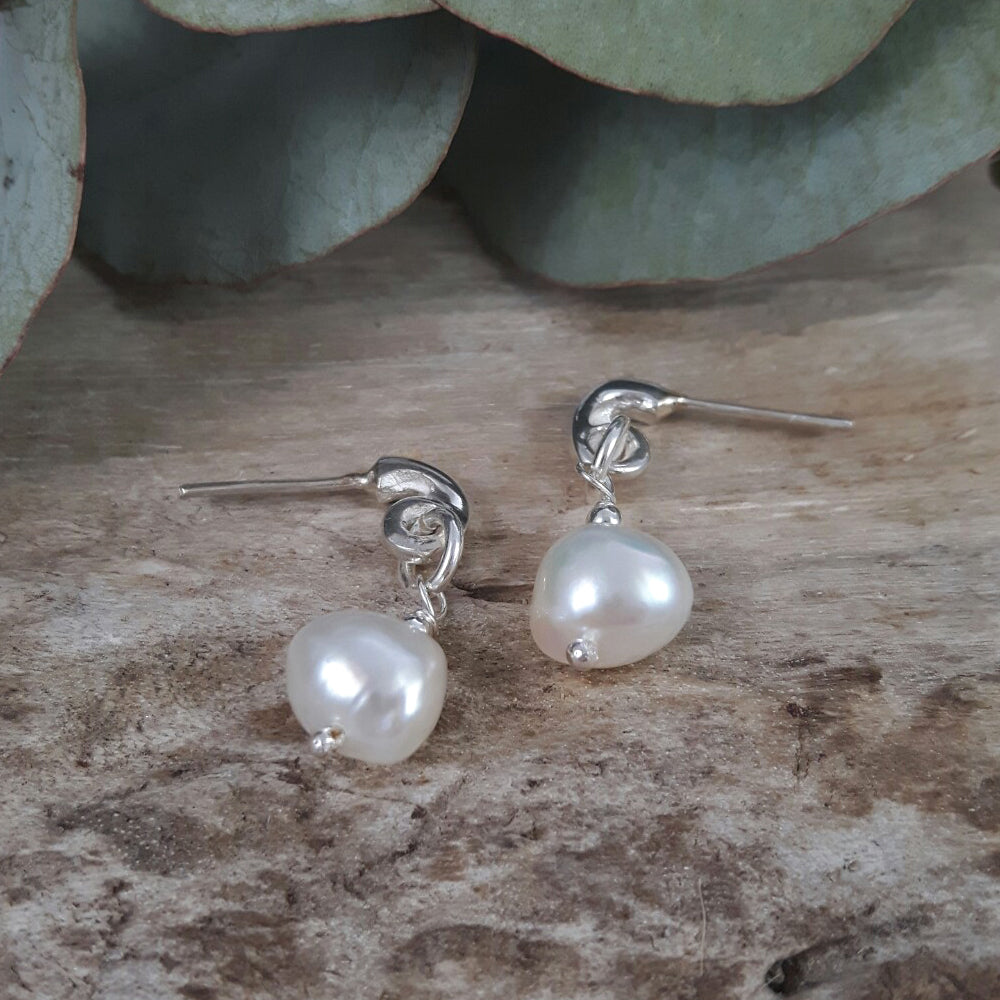 Ella White Pearl Earrings