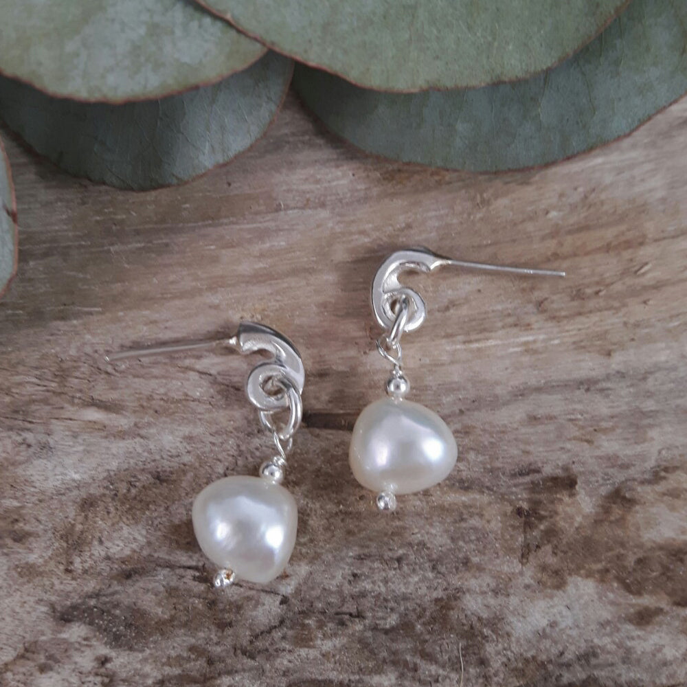 Ella White Pearl Earrings