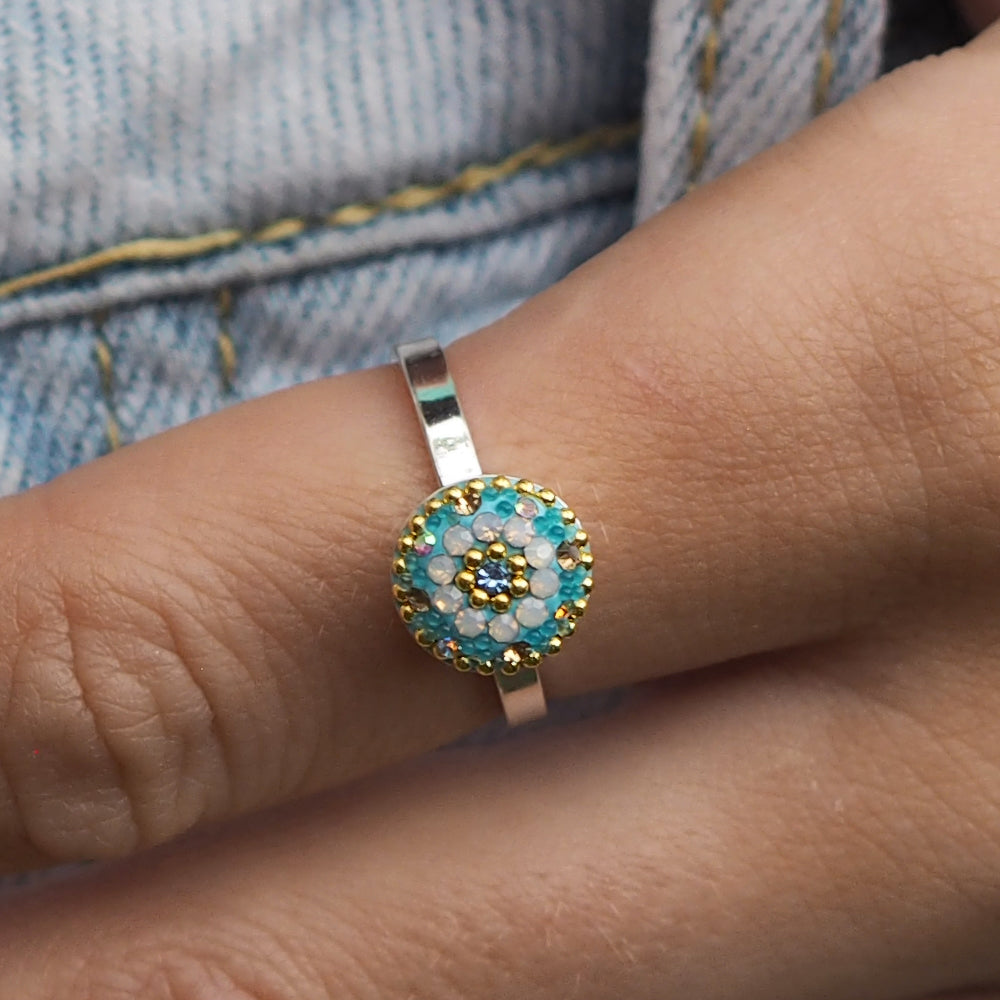 Allegra Round Daisy Dream Mini Adjustable Ring