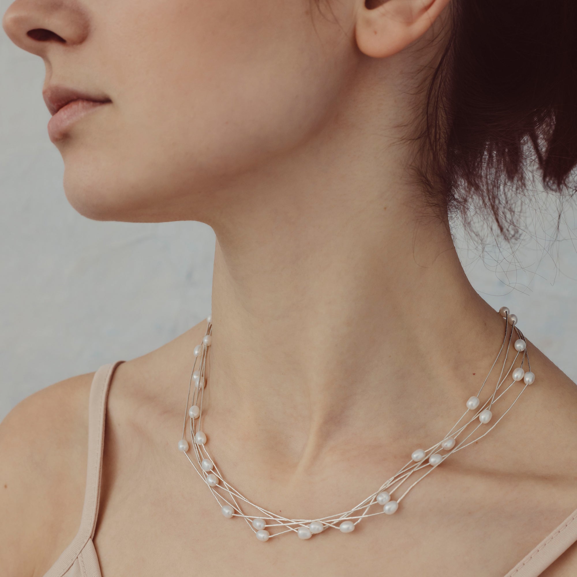 Evelyn 5 White Pearl Necklace