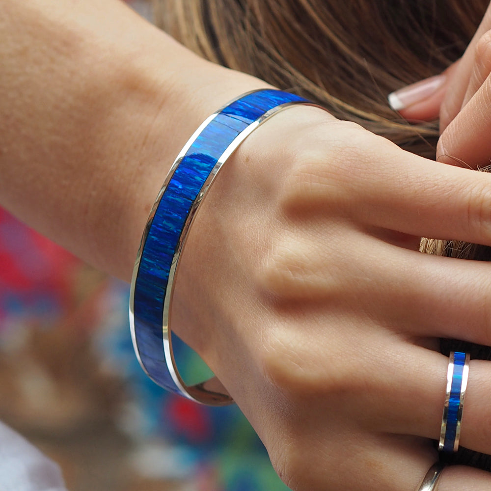 Flinder Blue Wide Bangle