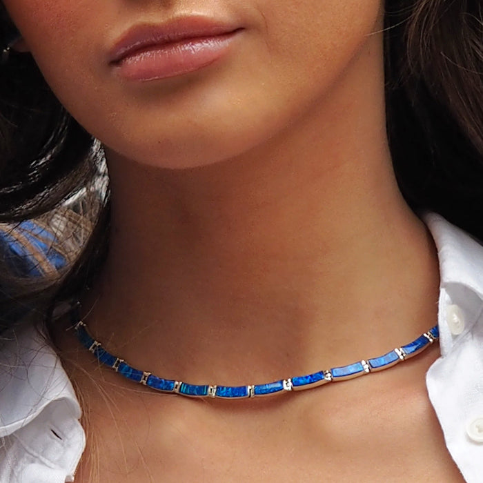 Opal Pendant Necklace | Blue Flower Necklace | Opal Necklace Silver |  Silver Blue Pendant - Necklace - Aliexpress