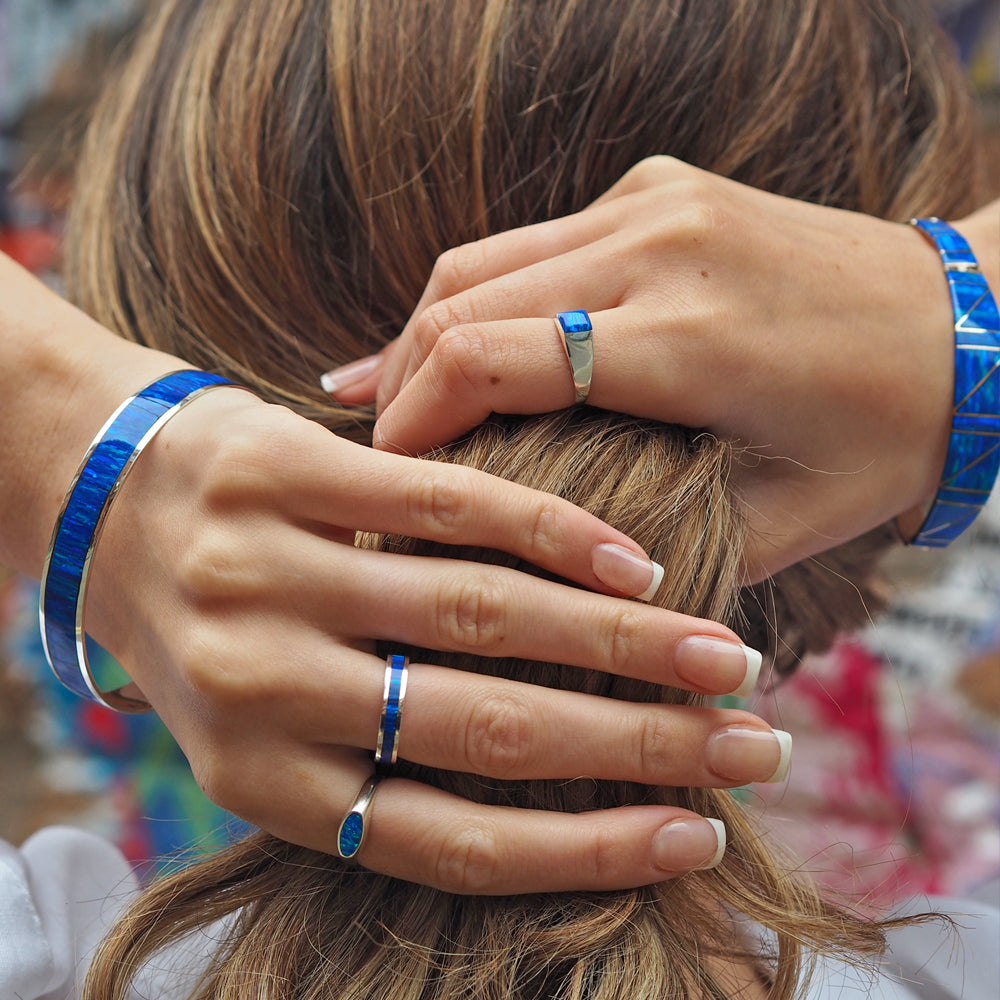 Flinder Blue Wide Bangle