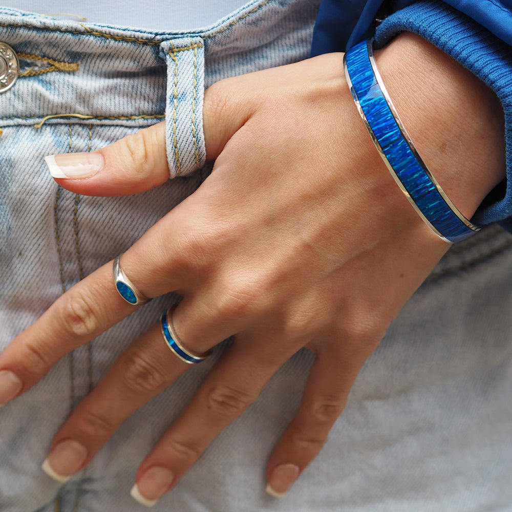 Flinder Blue Wide Bangle