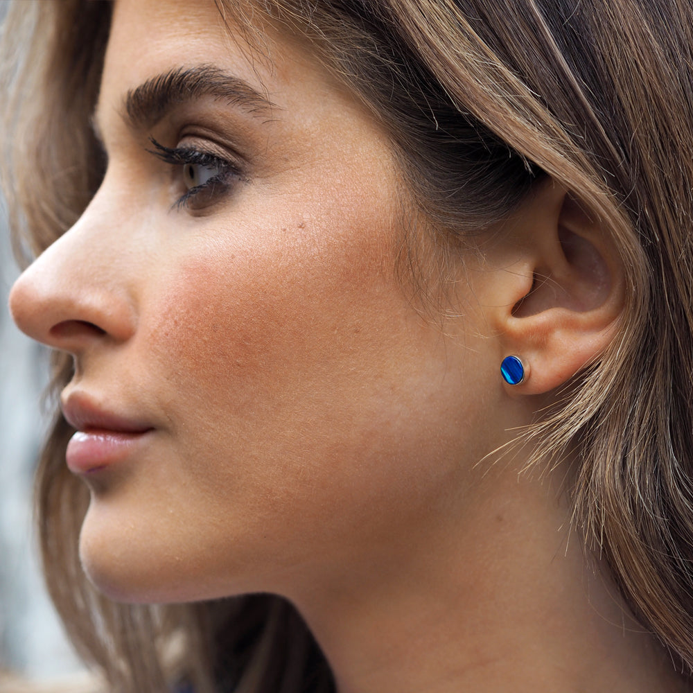 Flinder Blue Dotty Stud Earrings