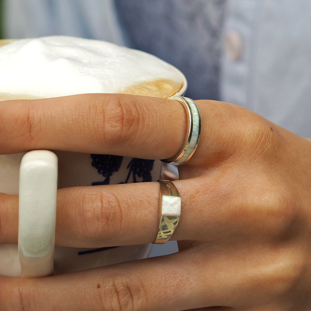 Flinder White Opal Ring