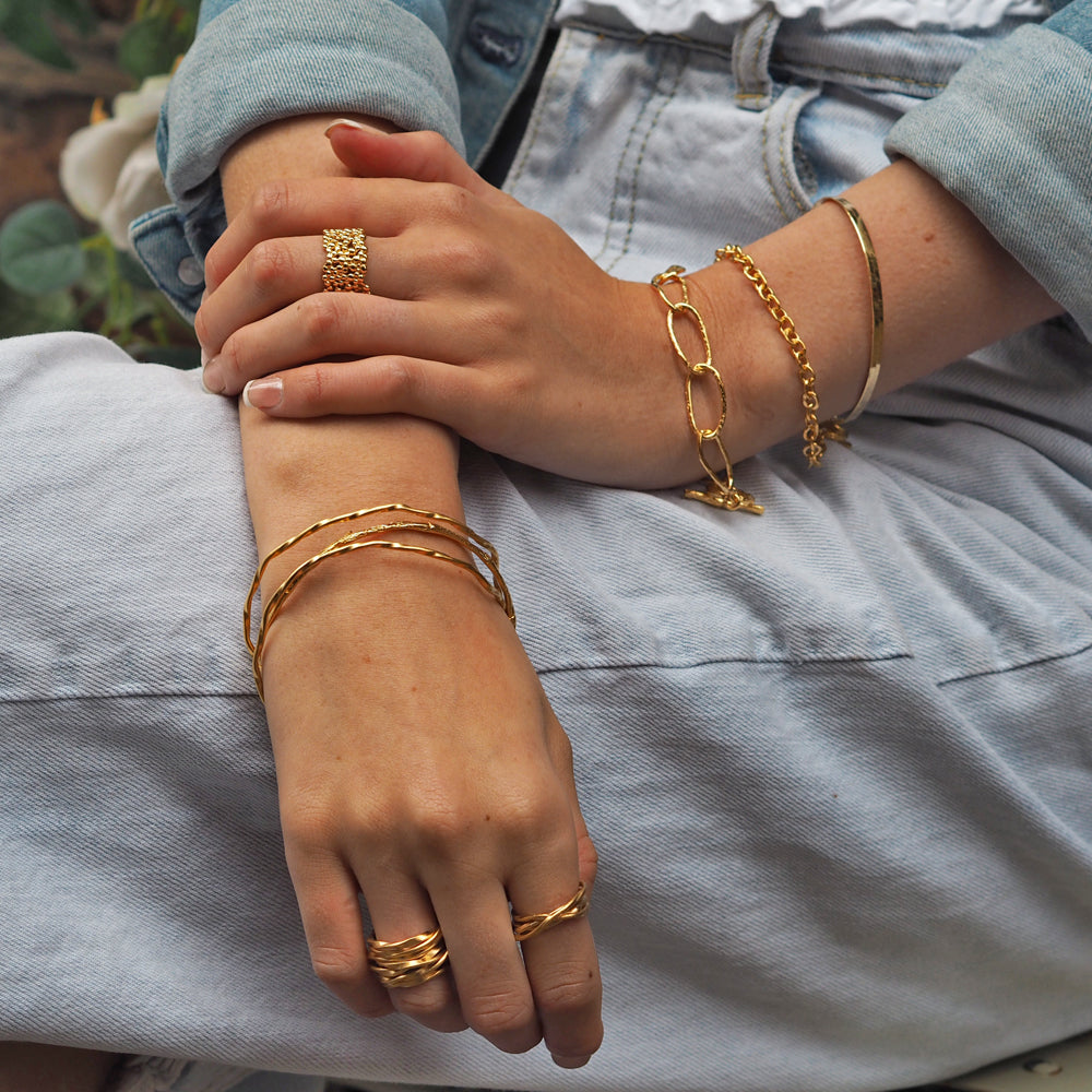 Lattice Single Bangle Gold