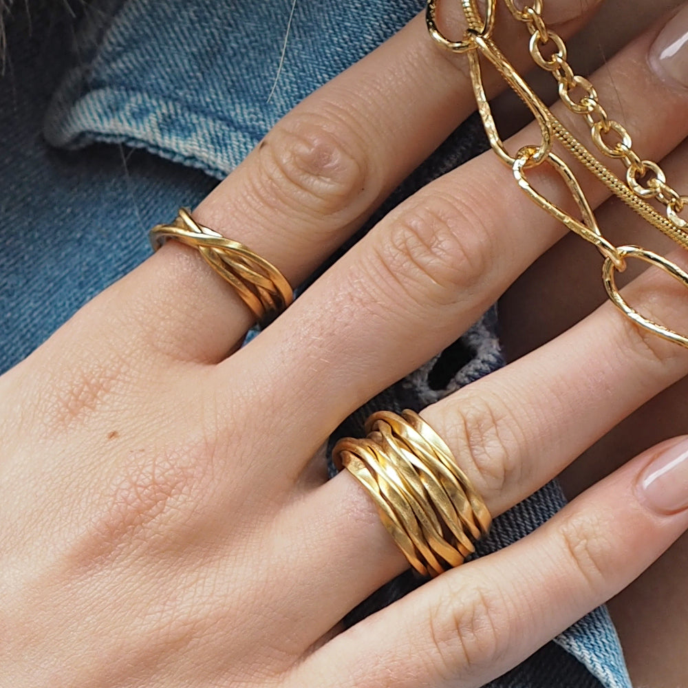 Lattice Wide Gold Ring