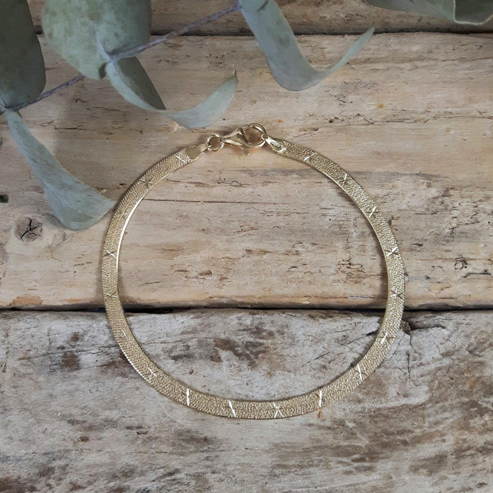 Star Snake Chain 18.5cm Medium Gold Bracelet