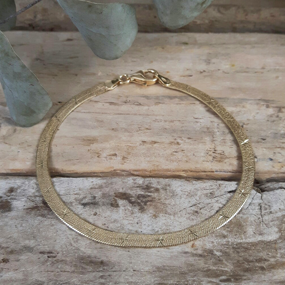 Star Snake Chain 18.5cm Medium Gold Bracelet