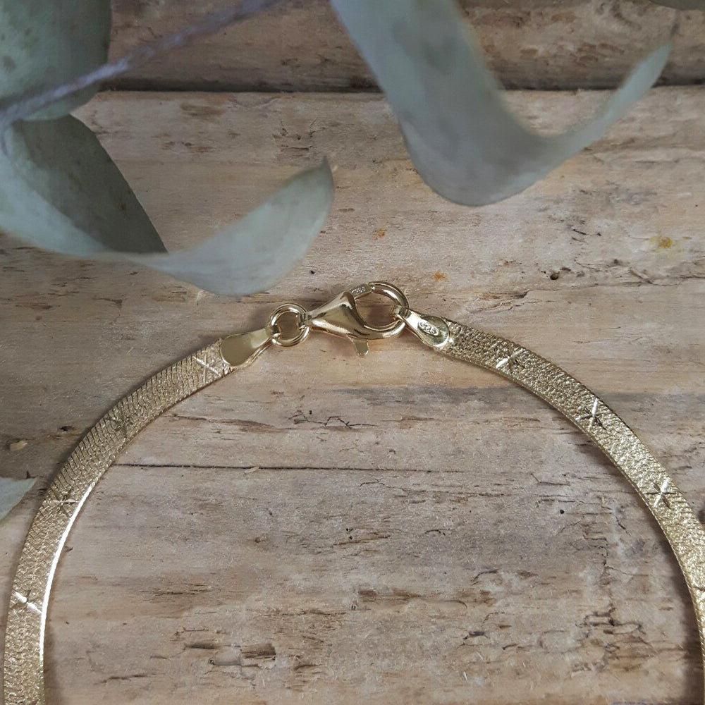 Star Snake Chain 18.5cm Medium Gold Bracelet