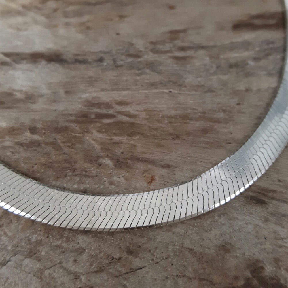 Snake Chain Bracelet 18.5 cm Wide Sterling Silver