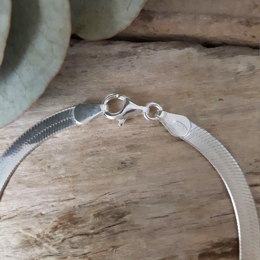 Snake Chain Bracelet 18.5 cm Wide Sterling Silver