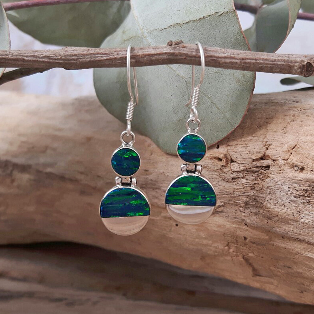 Flinder Emerald Double Dotty Drop Earrings