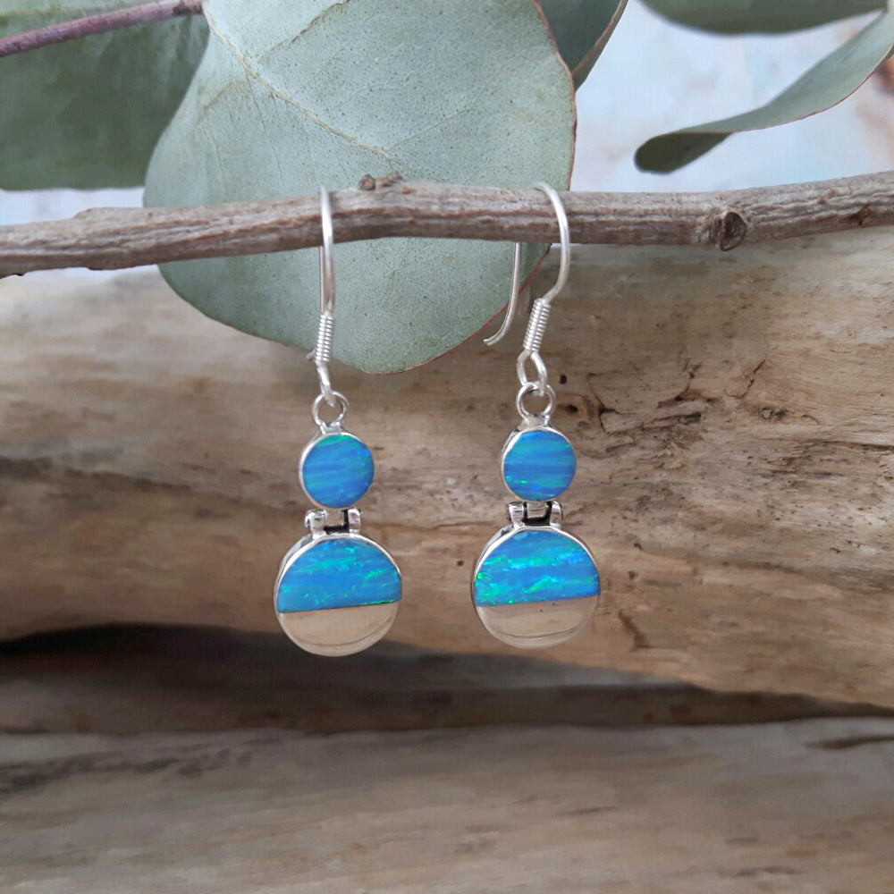 Flinder Turquoise Double Dotty Drop Earrings