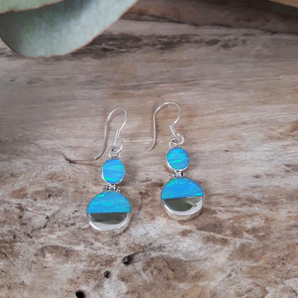 Flinder Turquoise Double Dotty Drop Earrings