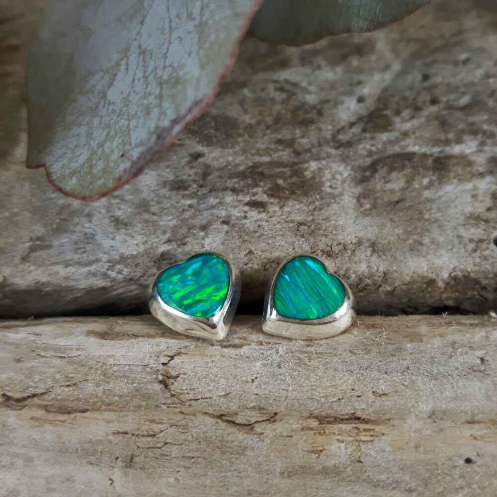 Flinder Heart Green Stud Earrings