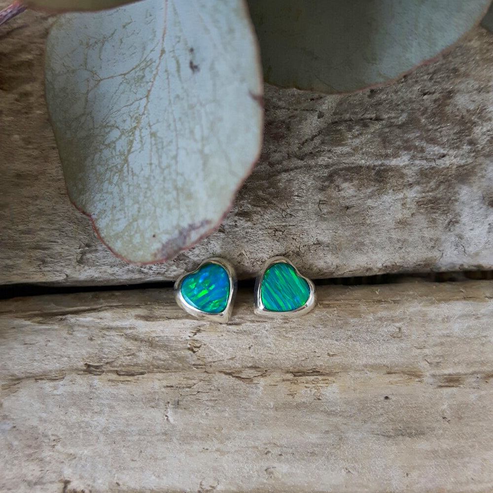 Flinder Heart Green Stud Earrings