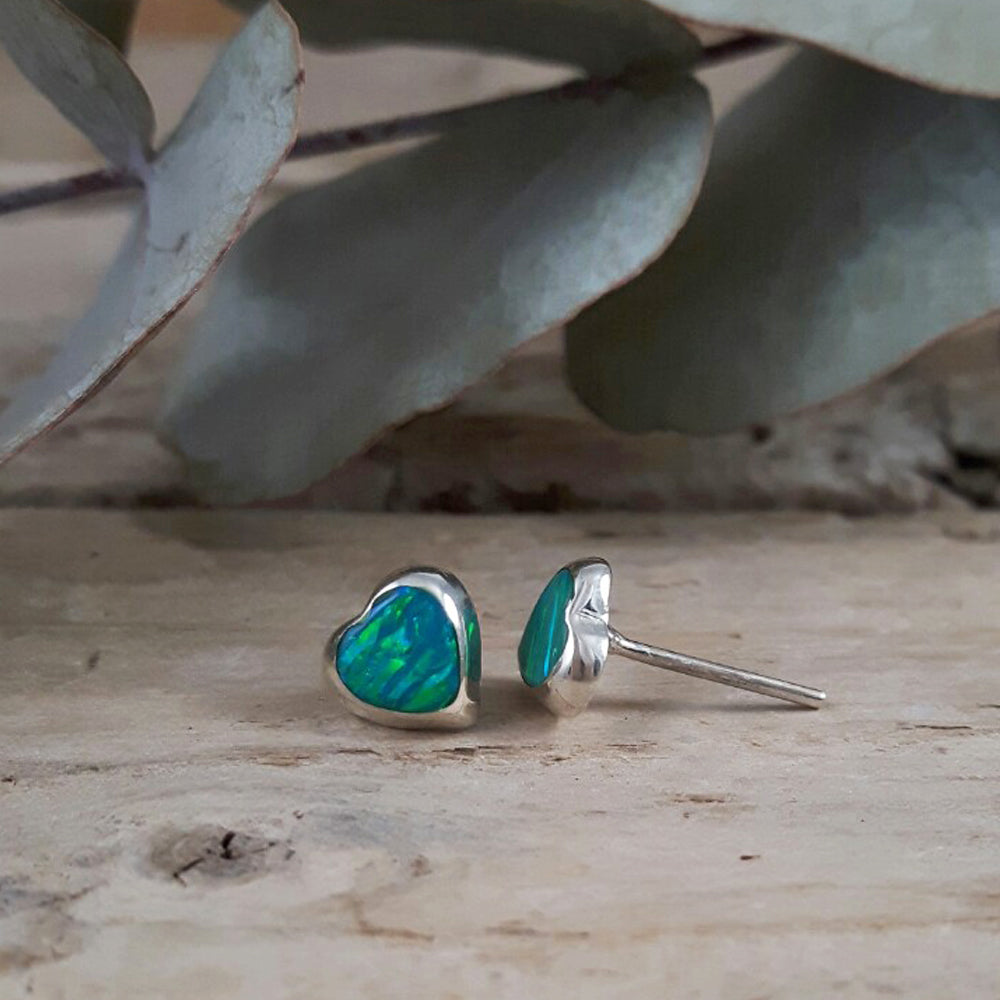 Flinder Heart Green Stud Earrings