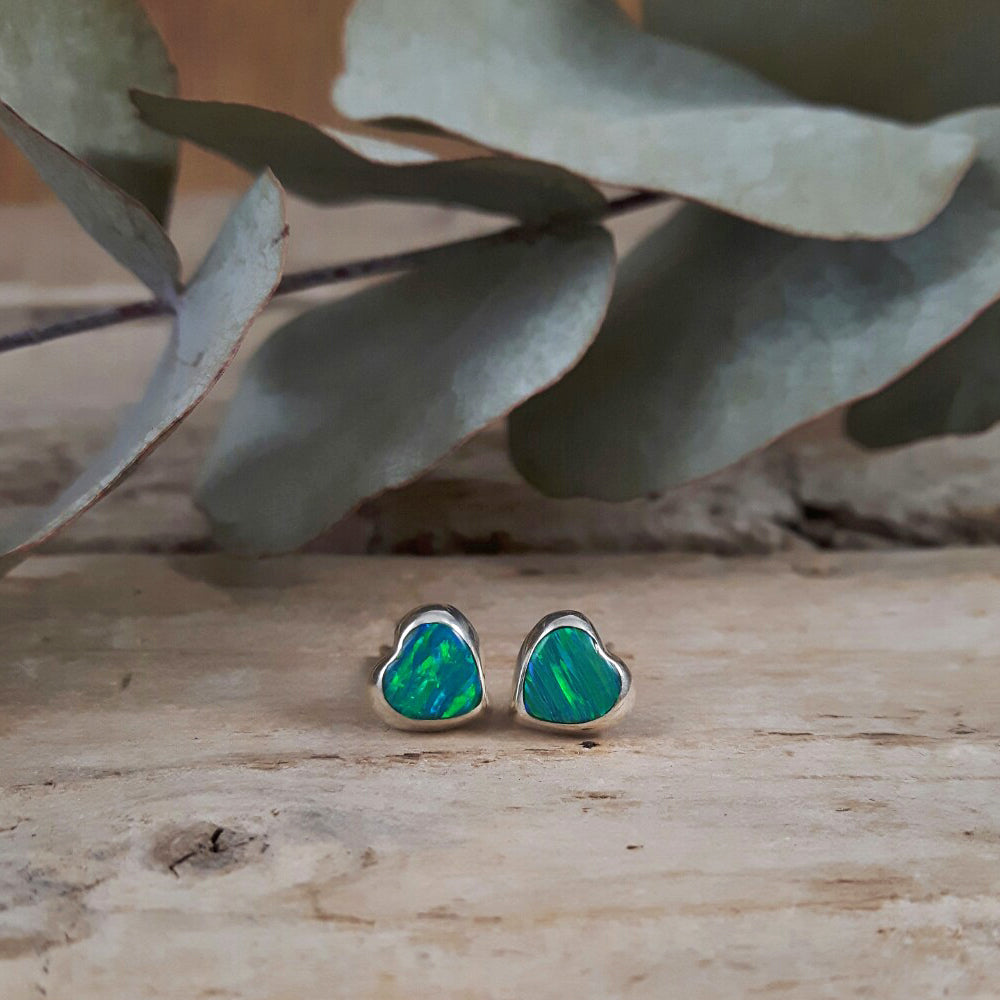 Flinder Heart Green Stud Earrings