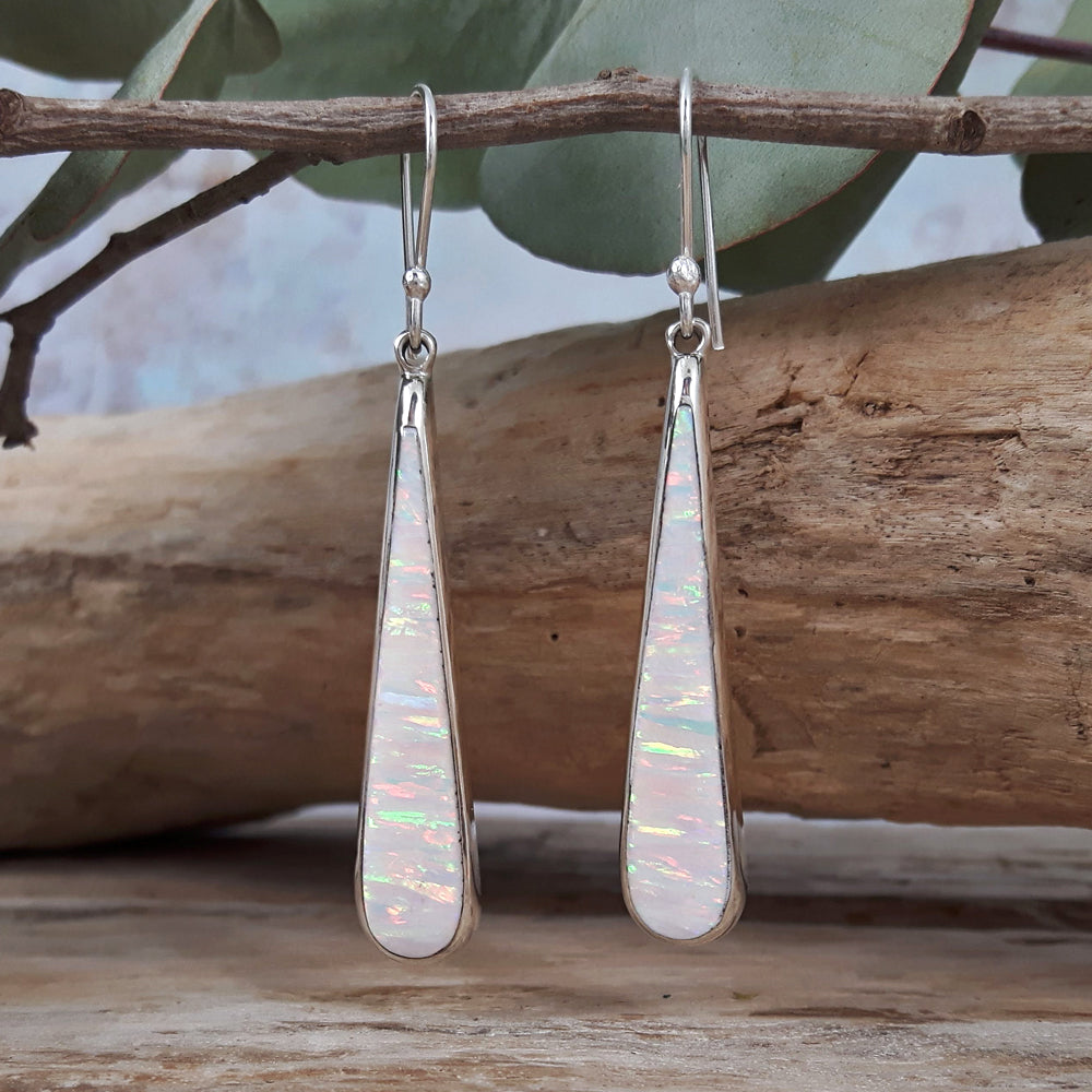 Flinder White Long Drop Earrings