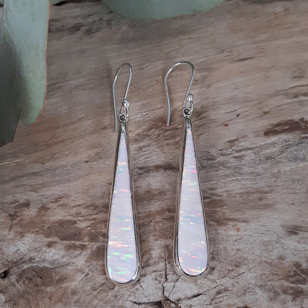 Flinder White Long Drop Earrings