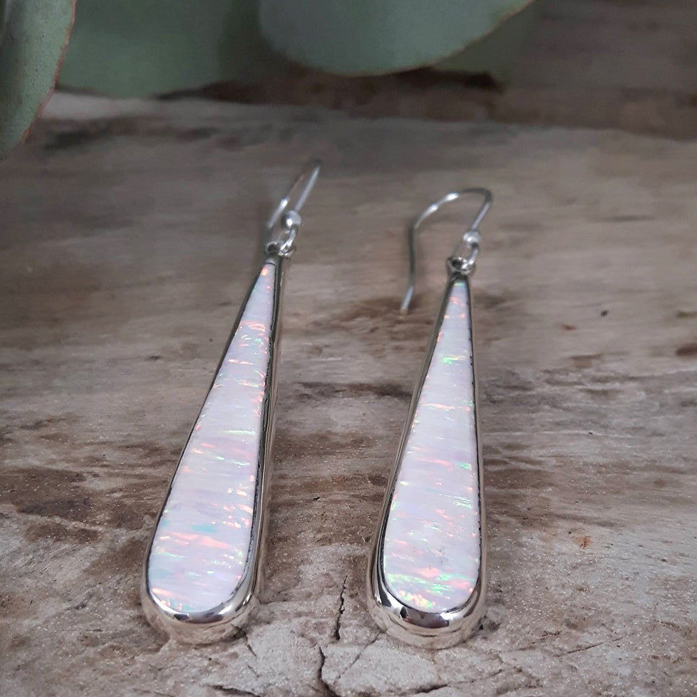 Flinder White Long Drop Earrings