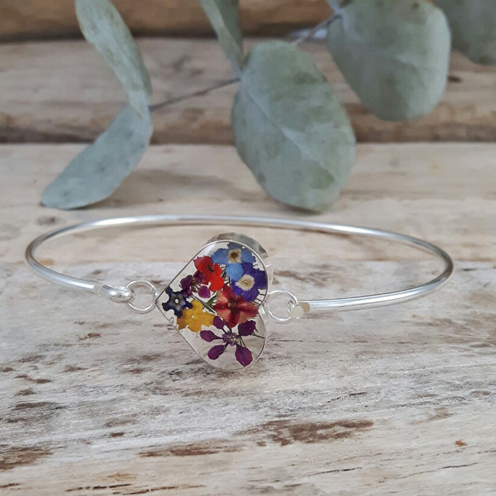 Flores Real Flower Multi Heart Bangle