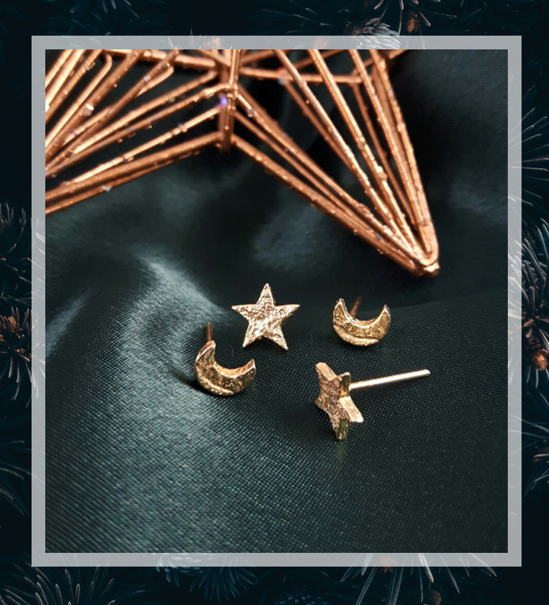 Foresta Tiny Moon Gold Stud Earrings