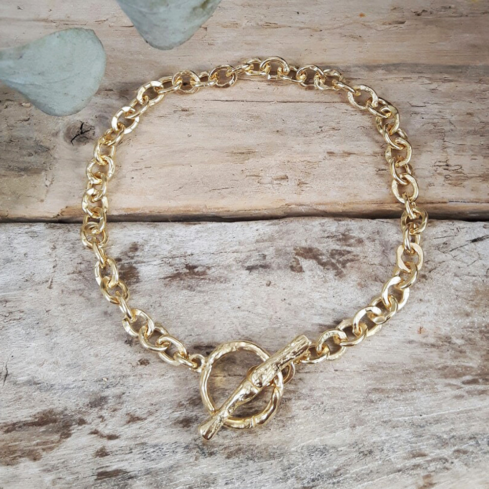 Foresta Chain T-Bar Gold Bracelet