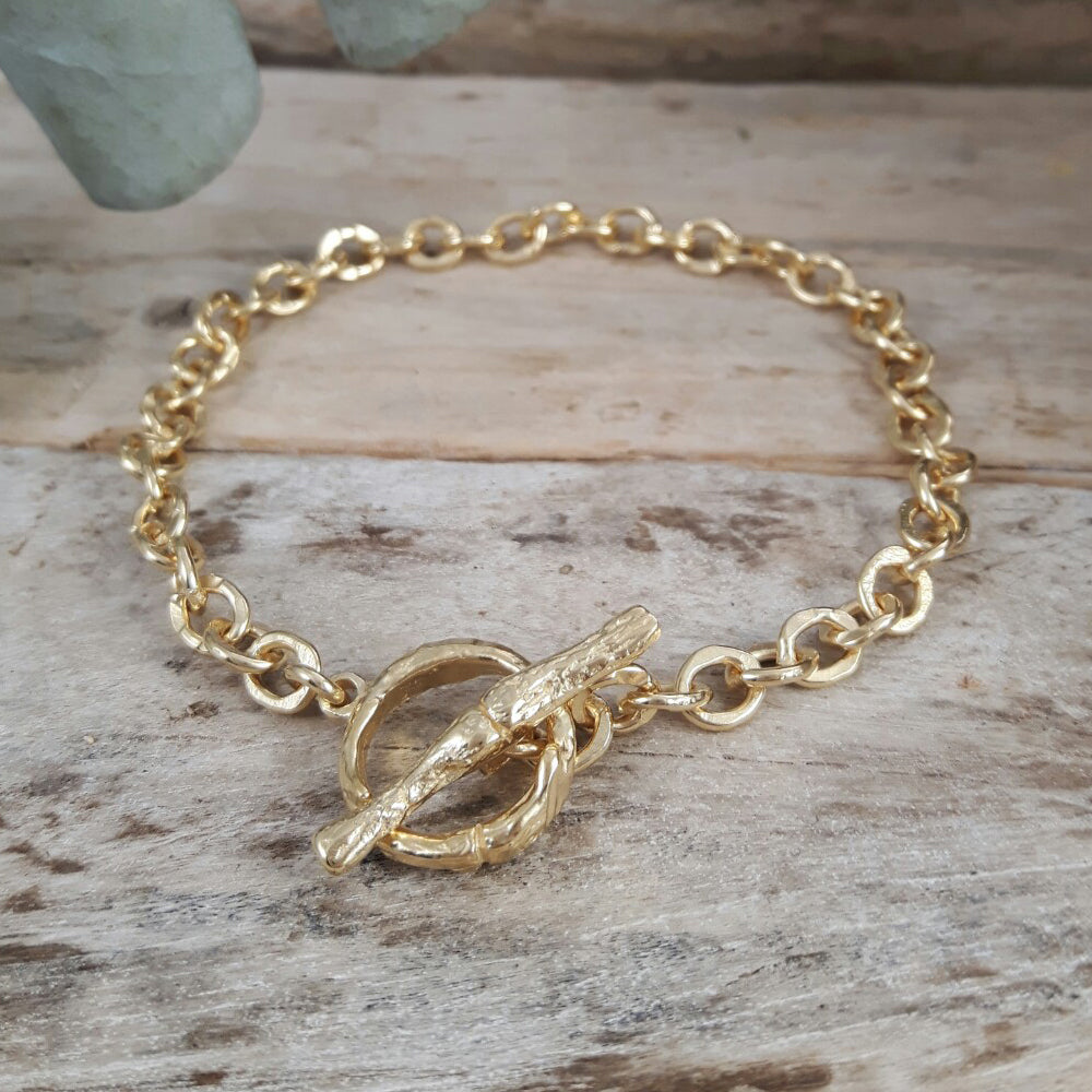 Foresta Chain T-Bar Gold Bracelet