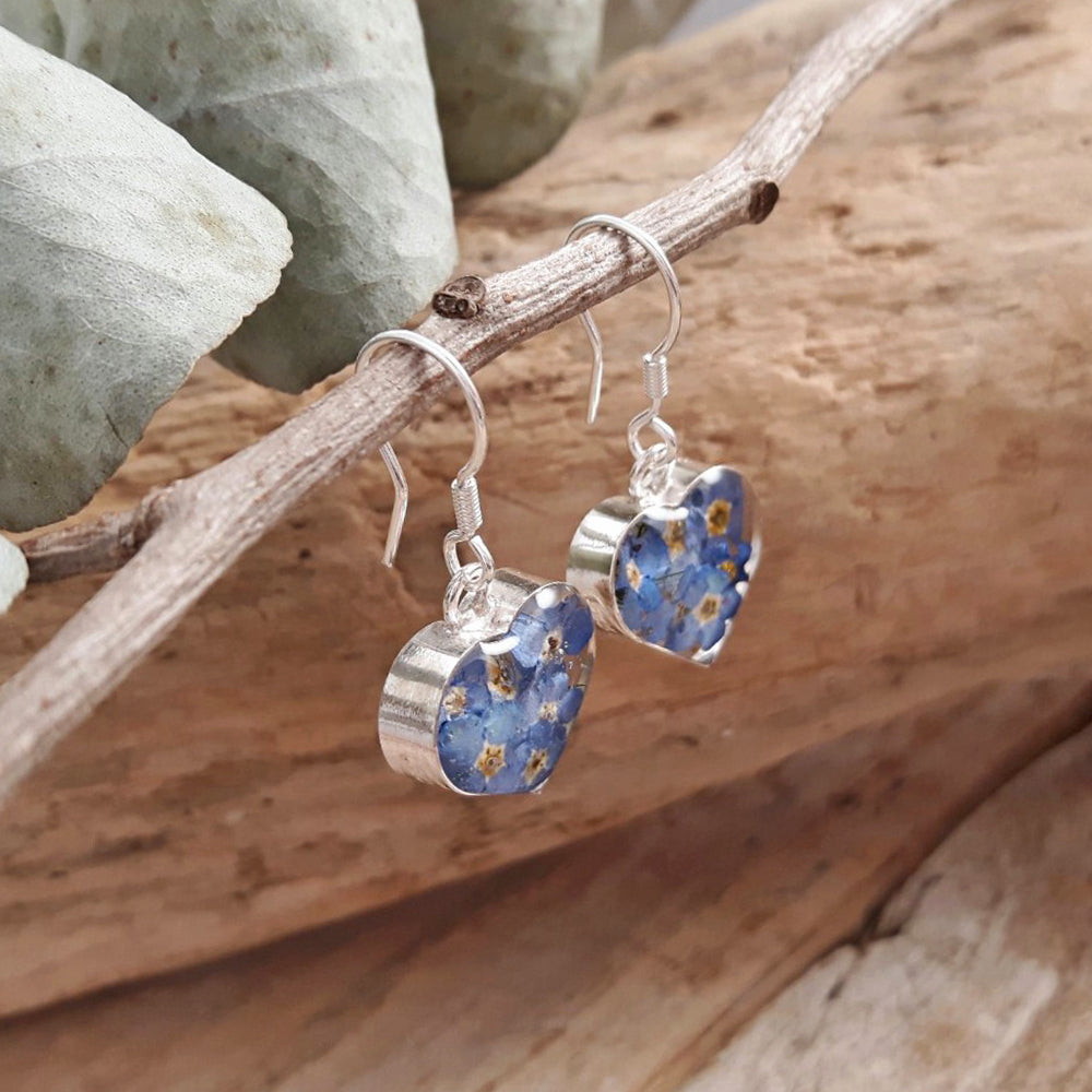 Flores Forget-Me-Not Heart Drop Earrings