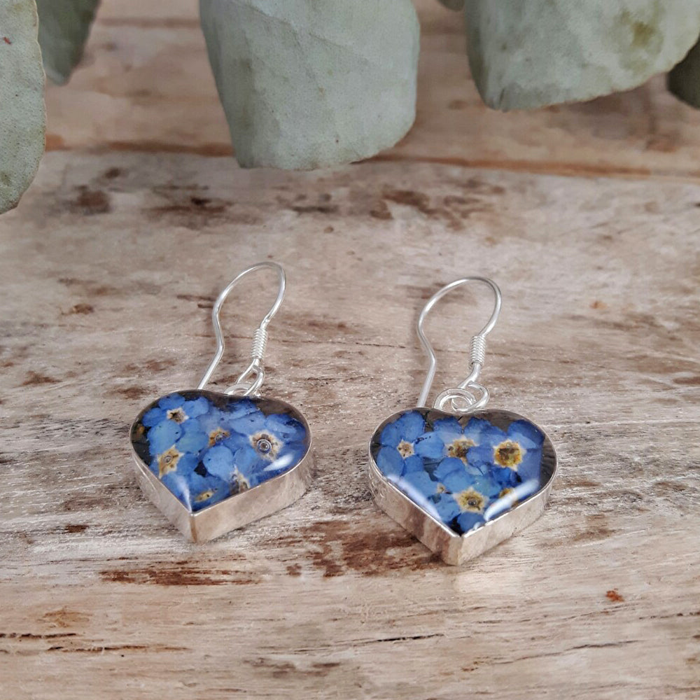 Flores Forget-Me-Not Heart Drop Earrings