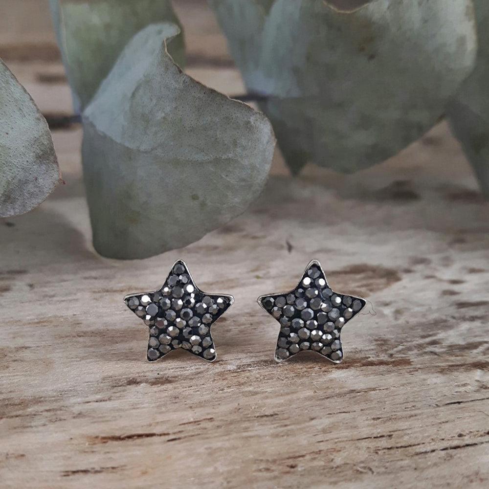 Gala Star Jet Stud Earrings