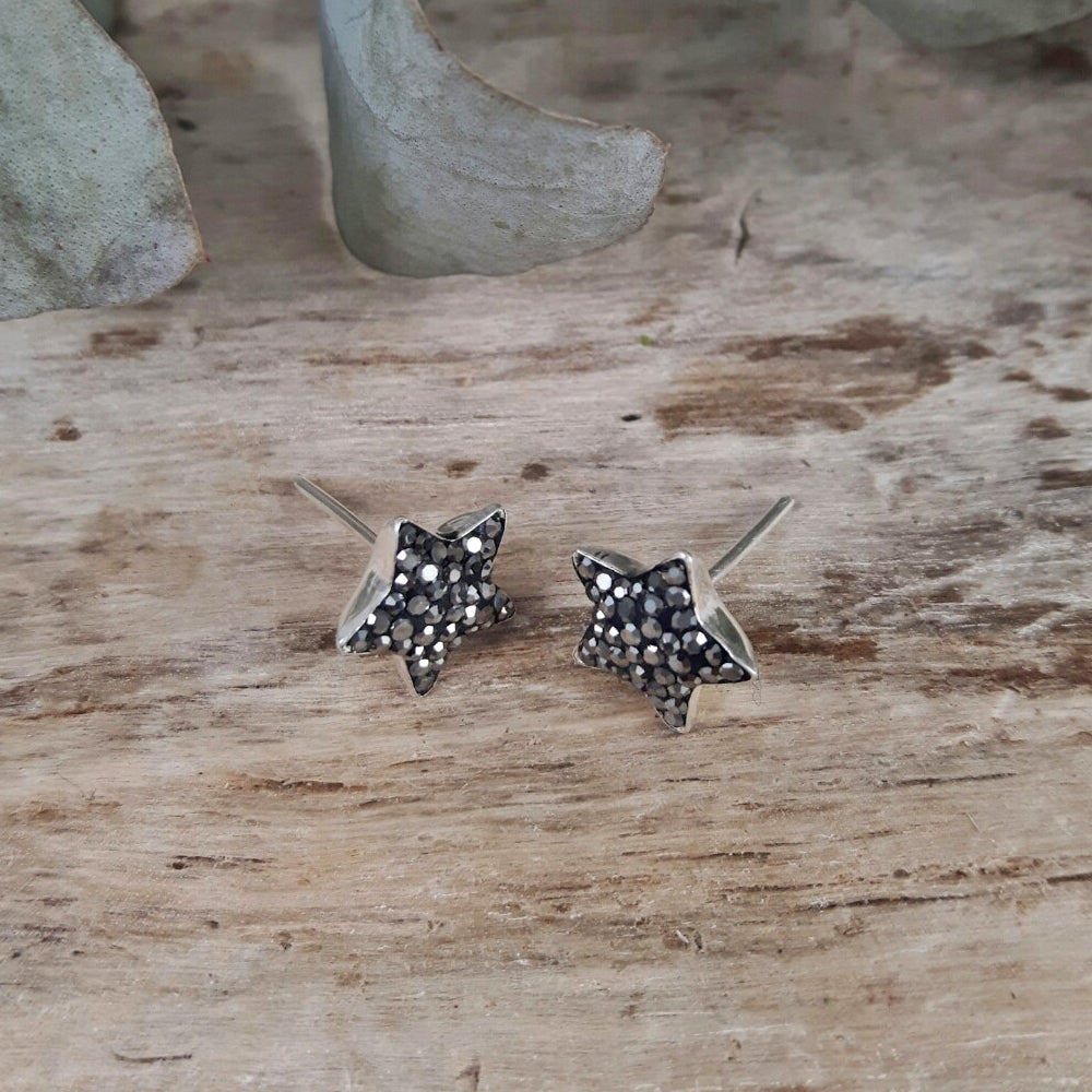 Gala Star Jet Stud Earrings