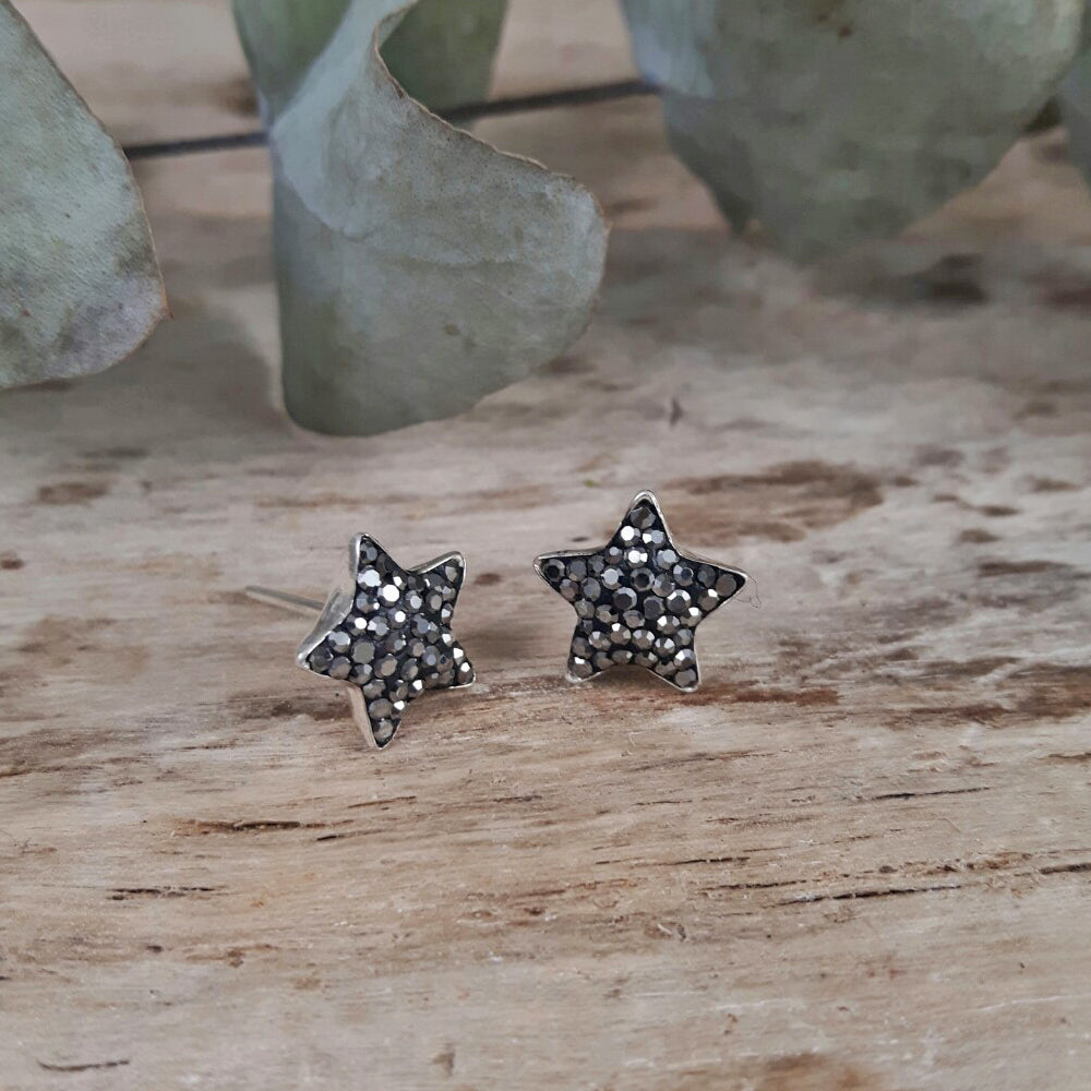 Gala Star Jet Stud Earrings