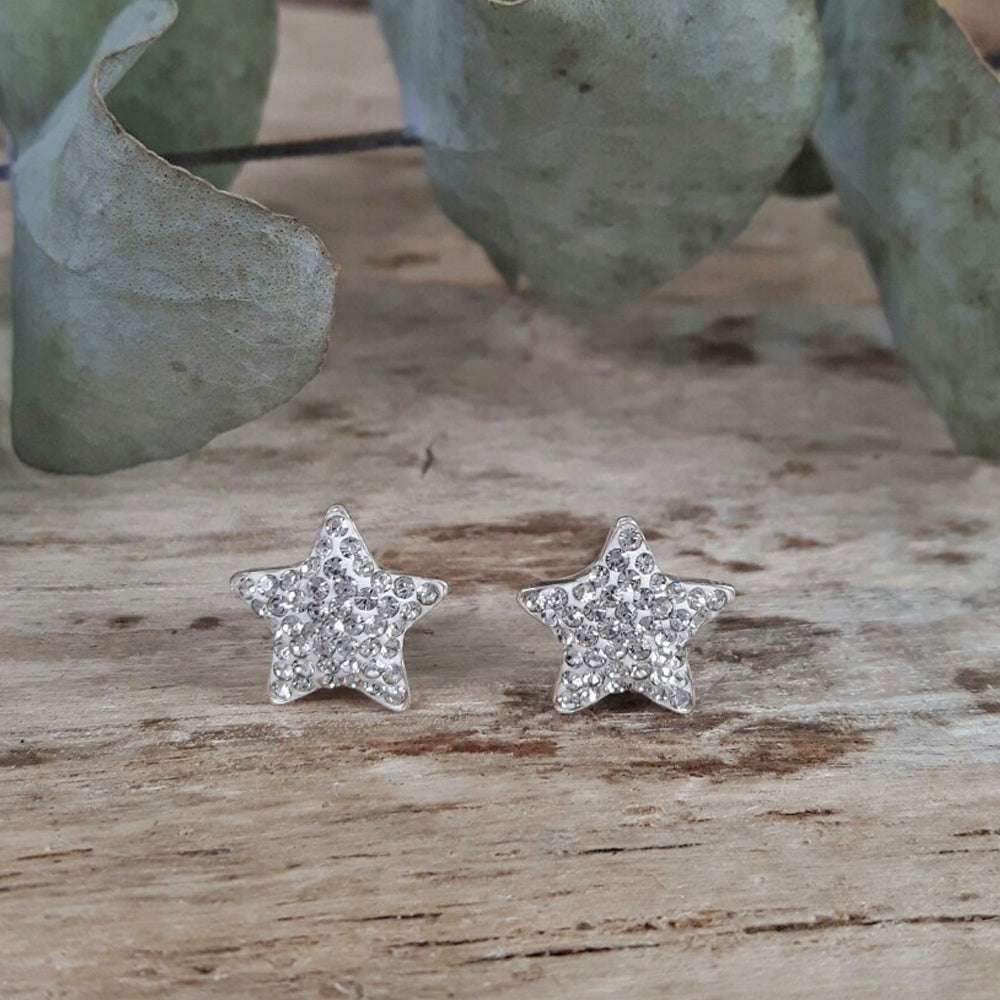 Gala Star White Stud Earrings