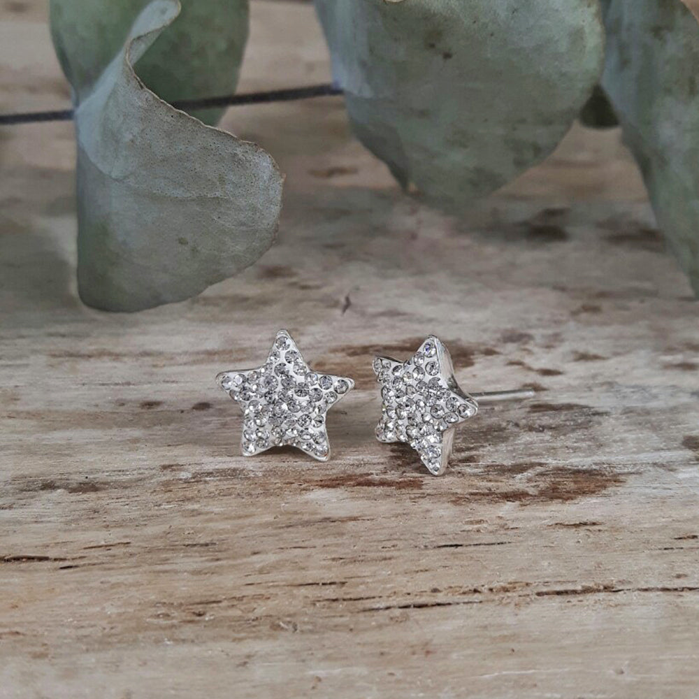 Gala Star White Stud Earrings