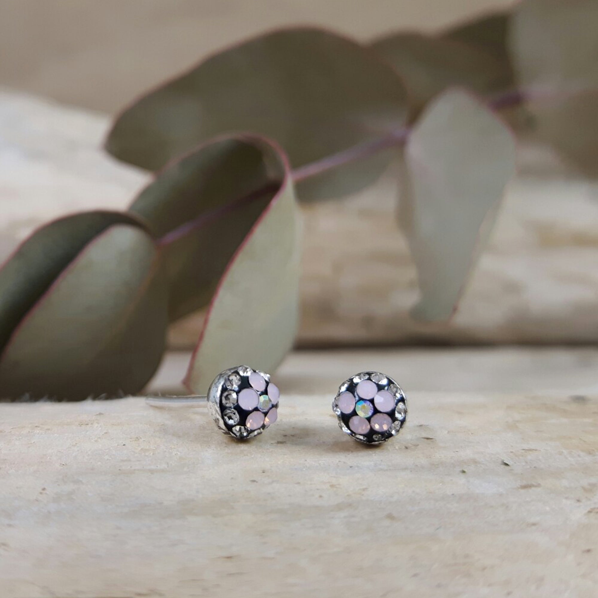 Gala Tiny Pink Jet Stud Earrings