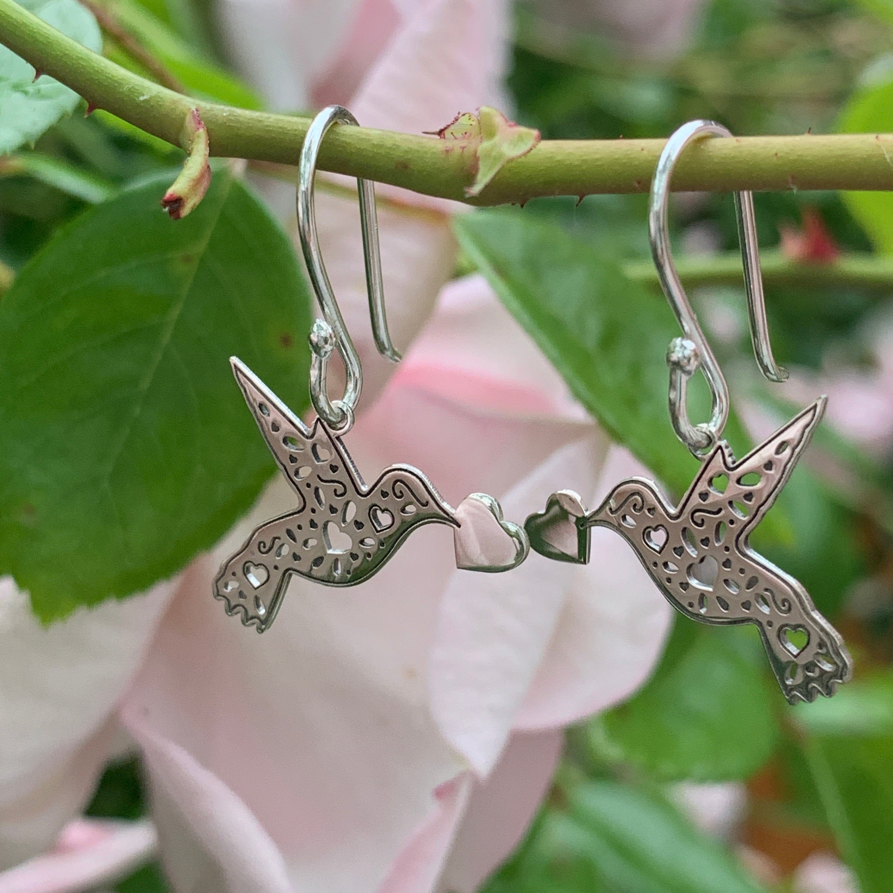 Celtic Love Bird Drop Earrings