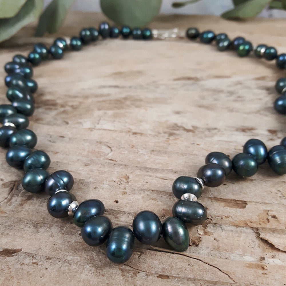 Ingrid Peacock Grey Pearl Large Necklace