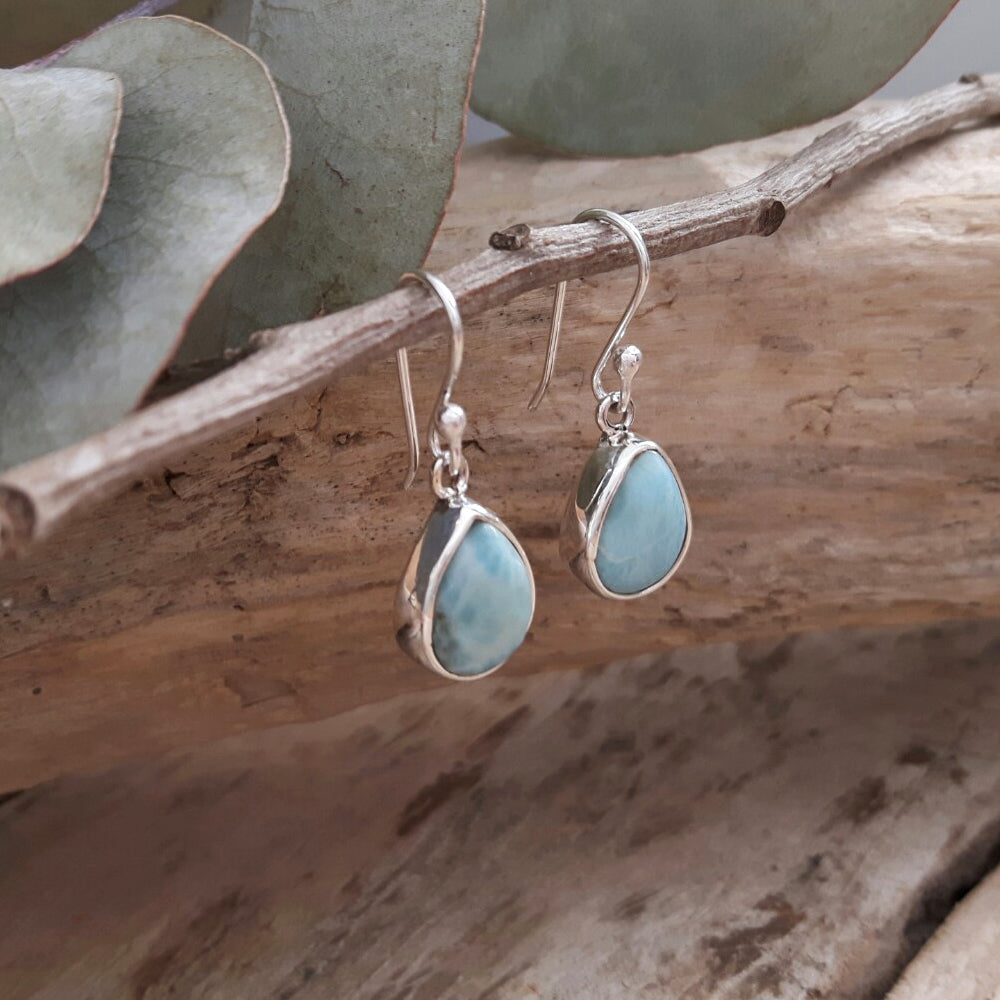 Larimar Dainty Drop Teardrop Earrings