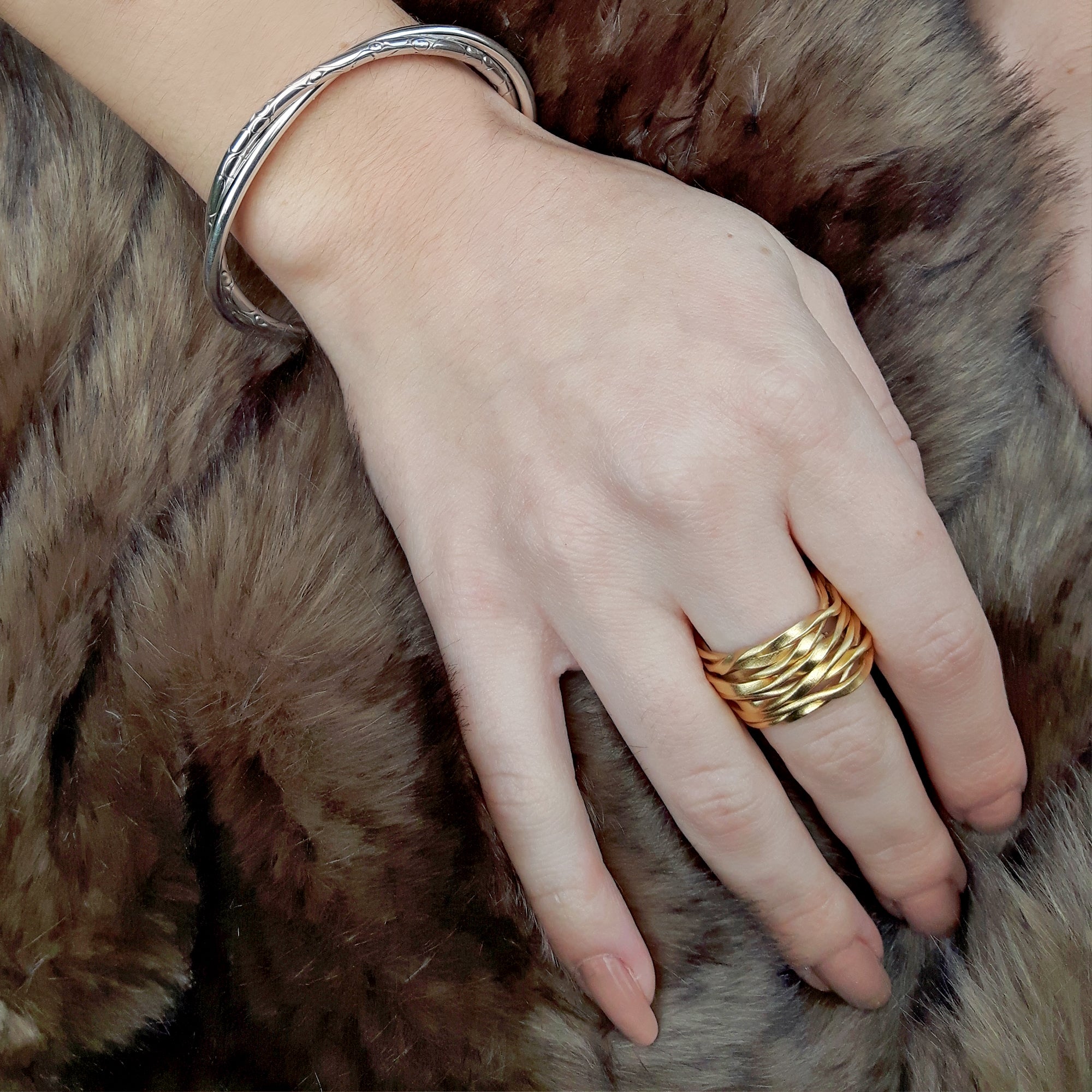 Lattice Wide Gold Ring