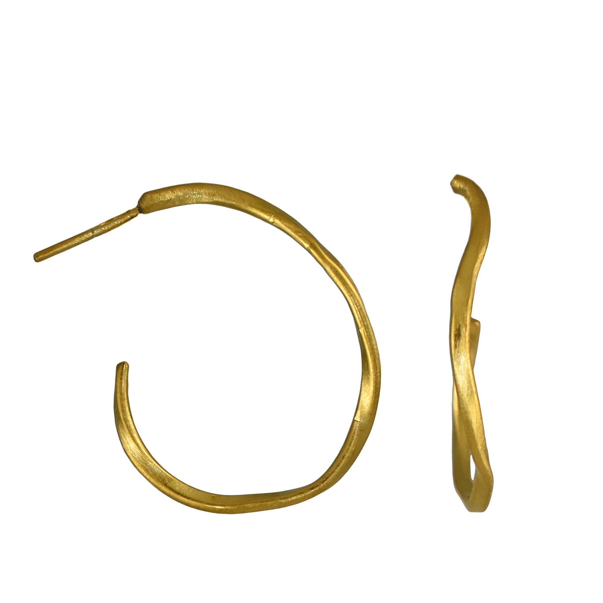 Lattice Hoop Single Strand Gold Earring