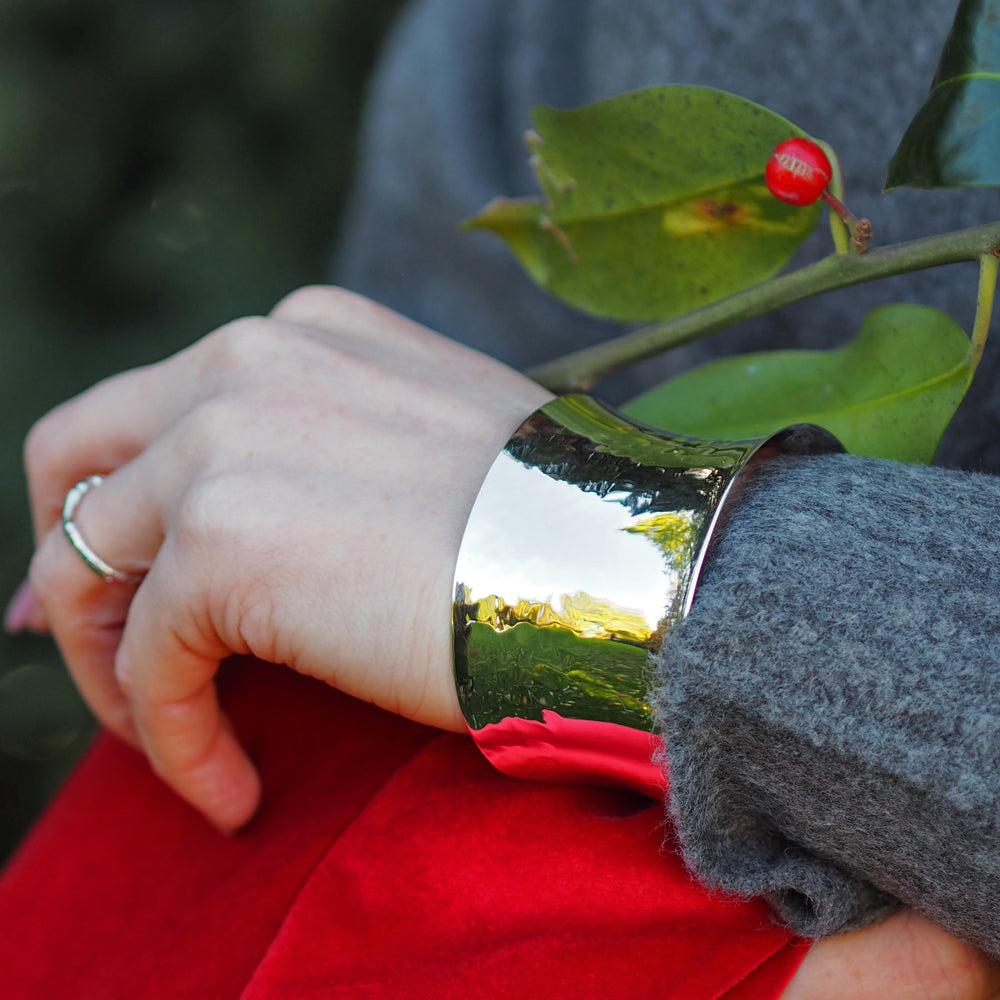 Rea Polished/Hammered 3.8cm Cuff