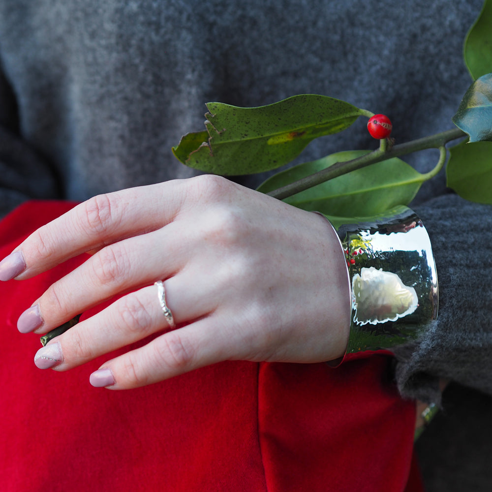 Rea Polished/Hammered 3.8cm Cuff