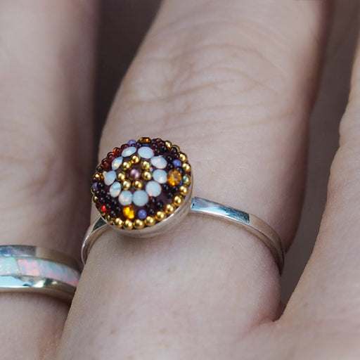 Allegra Round Berry Daisy Mini Adjustable Ring