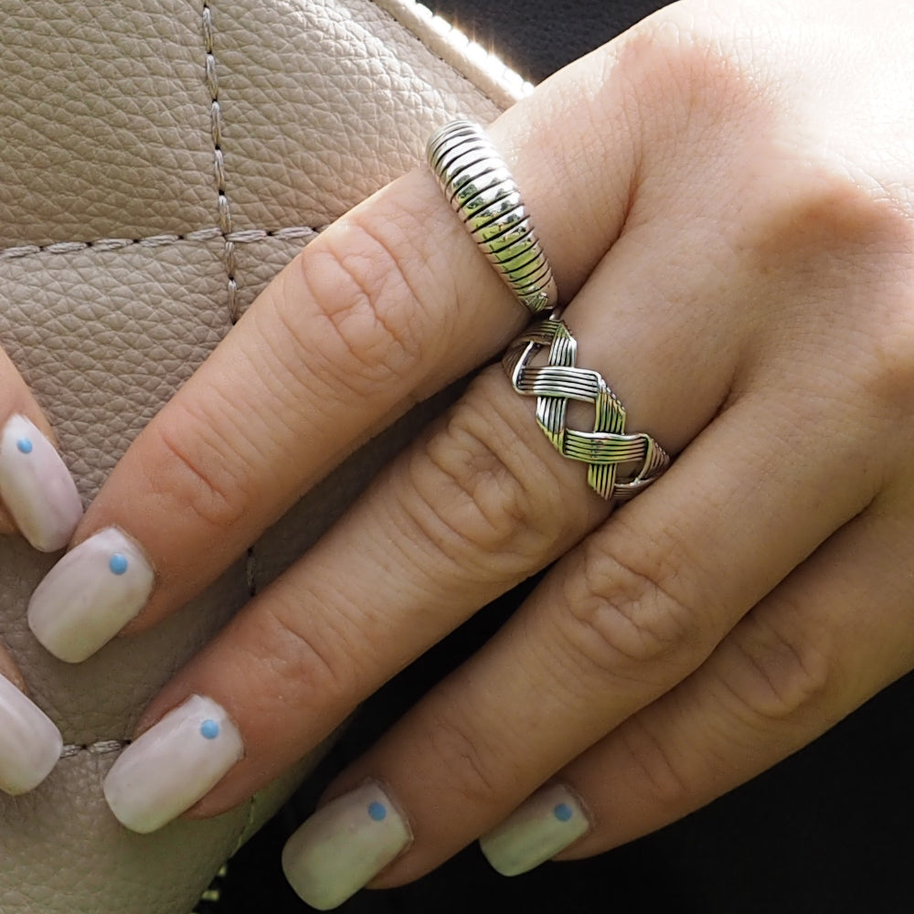 Spiral Oxi Sterling Silver Ring