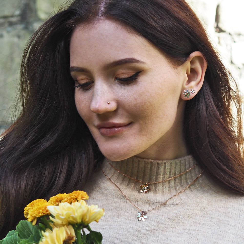 Flora Blossom Copper Flower Stud Earrings